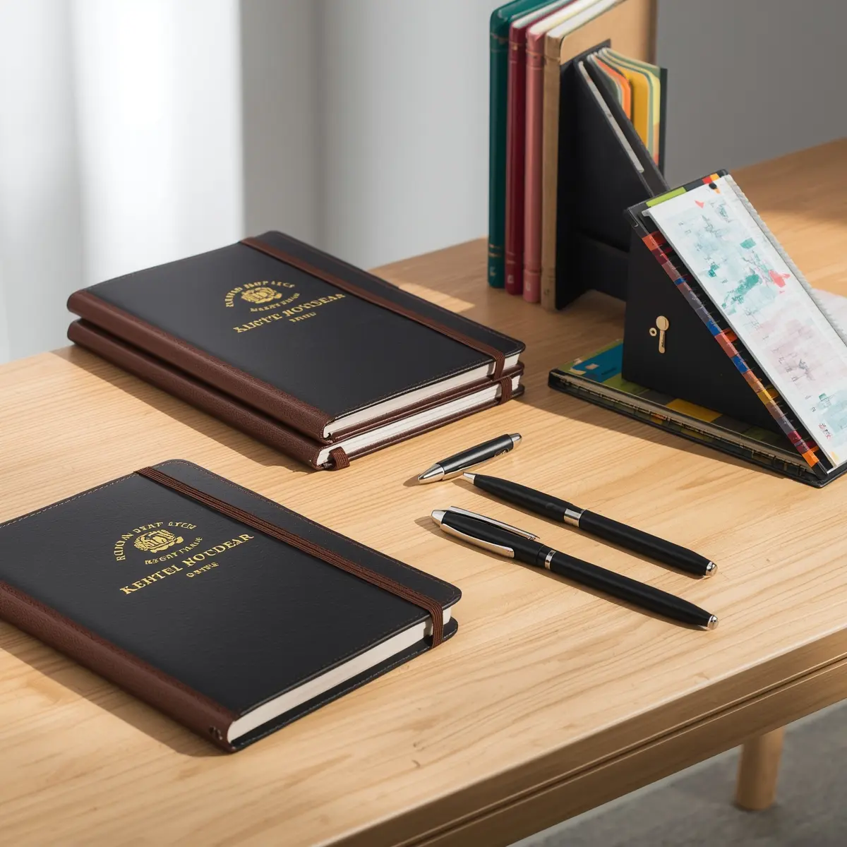 Quality stationery products including notebooks, pens, and organizers